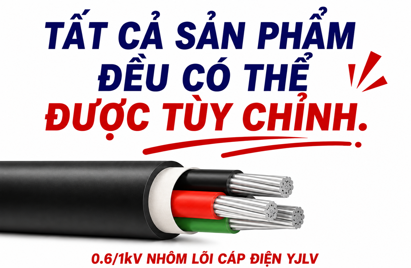 Cáp điện lực trung thế ruột đồng cách điện XLPE, vỏ bọc PVC 8.7/15kV (YJV)