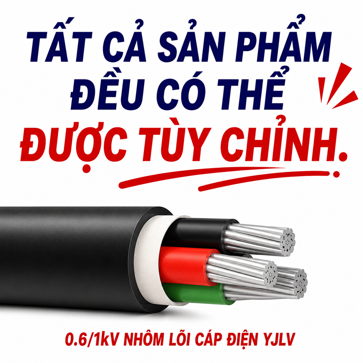Cáp điện lực ruột đồng cách điện XLPE, vỏ bọc PVC, giáp băng thép 0.6/1kV (YJV22)